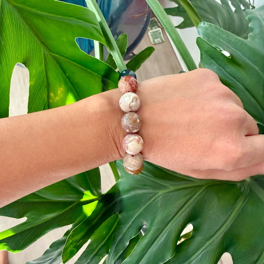Ocean Jasper Beaded Bracelet – Large Beads, Earth Tones - Picture 2 of 3